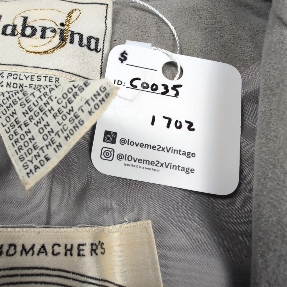 Vintage Sabrina‎ Hand-moor Chicago Faux Suede Gray Trench Coat - Size 6